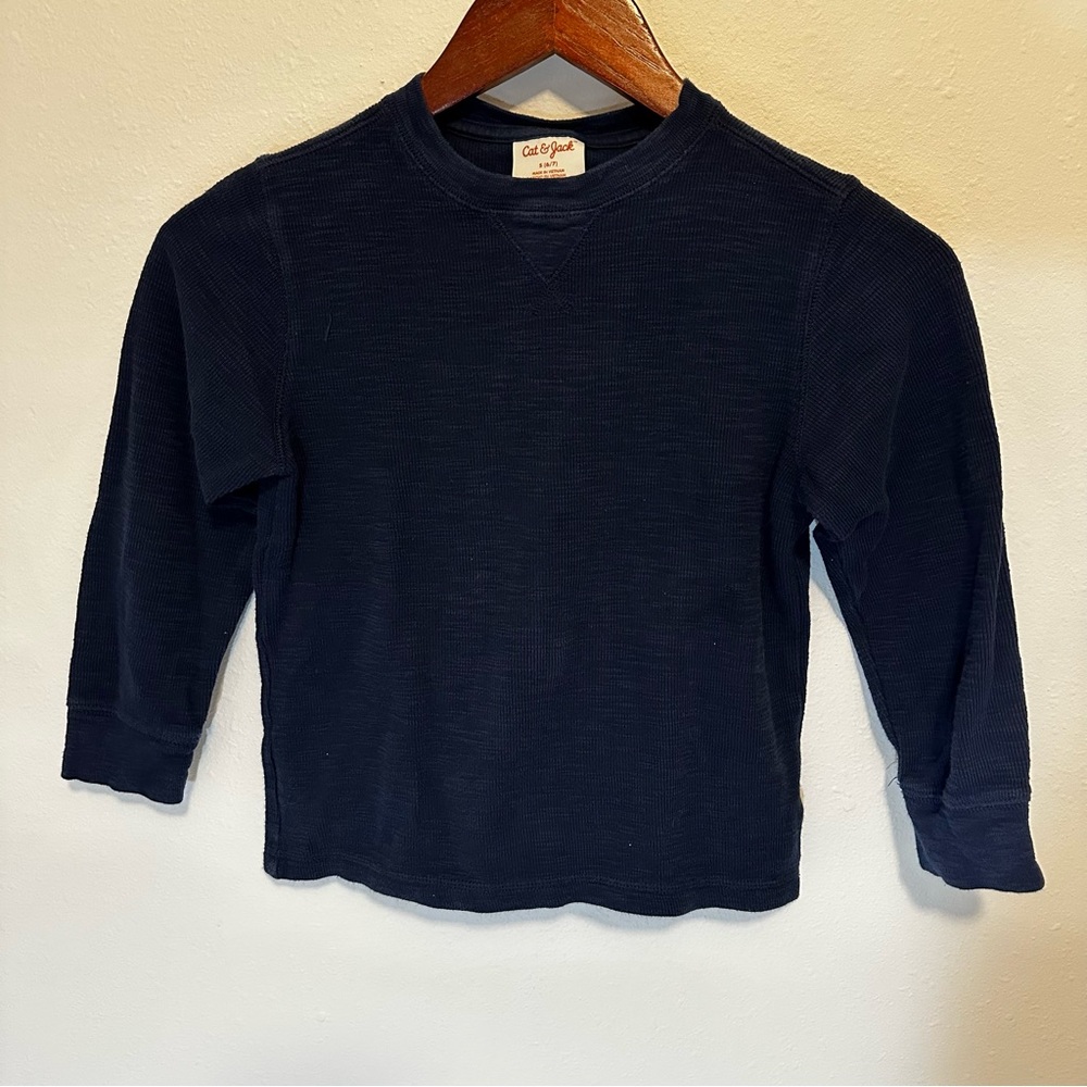 Navy Kids Long Sleeve Thermal Shirt